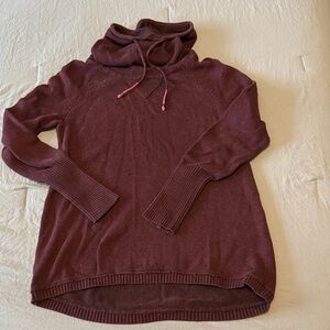 Eddie Bauer Burgundy Cowl Neck Drawstring Sweater